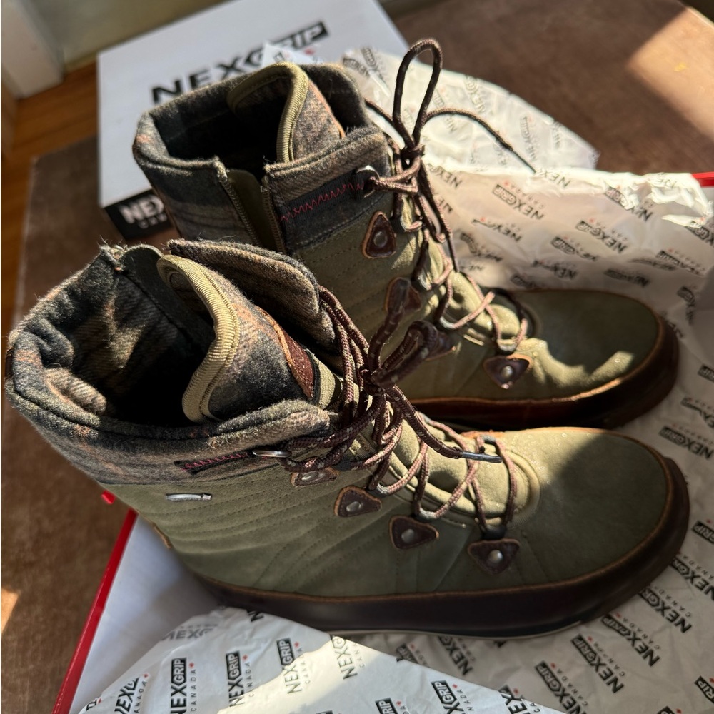 NexGrip Olive Green Lace-Up Winter Boots